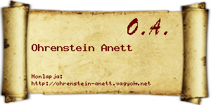 Ohrenstein Anett névjegykártya